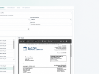 Scan/Fax workspace organizes incoming documents alongside a PDF preview. Office Assistant Scan/Fax interface displaying a medical invoice PDF